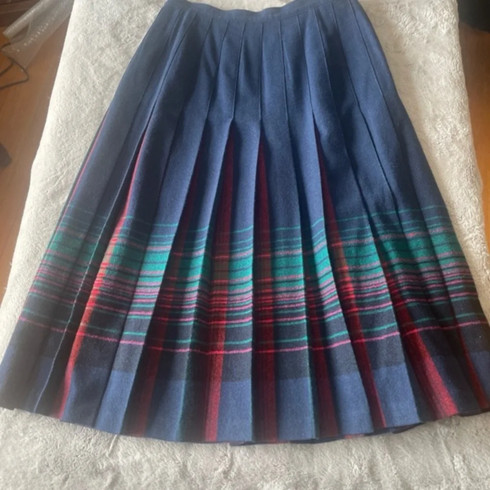 Vintage Pendelton Blue Plaid Women's Skirt Native American Blanket size 12